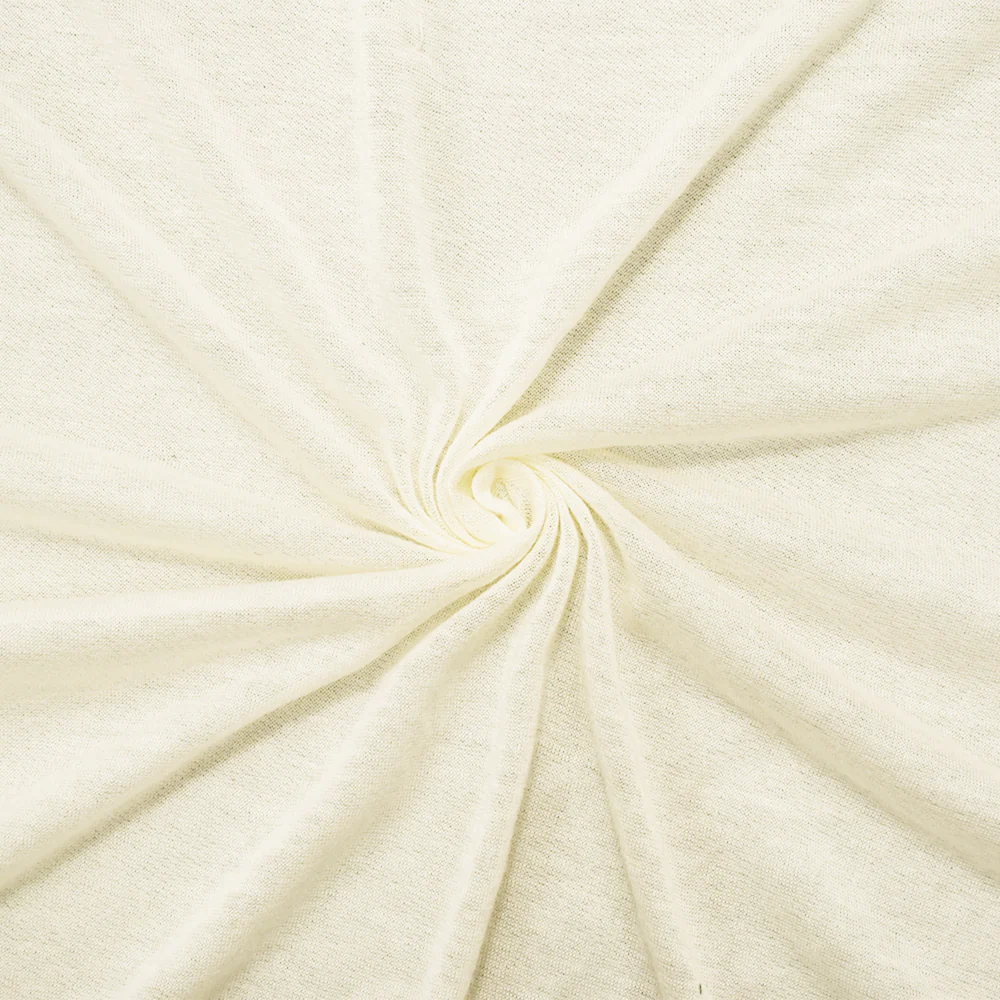 1 1/2 YD PC-Ivory Cotton Sheer Slub Stretch Spandex Slub Jerey Knit Fabric