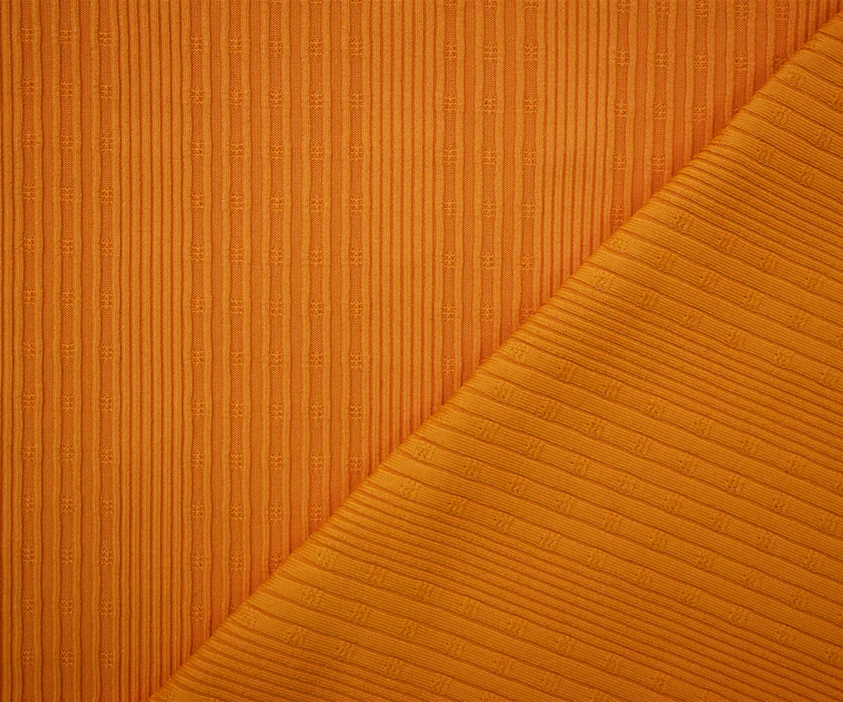 1 1/4 YD PC-Orange Nylon Stretch Spandex Multi Rib Knit Fabric - Image 3