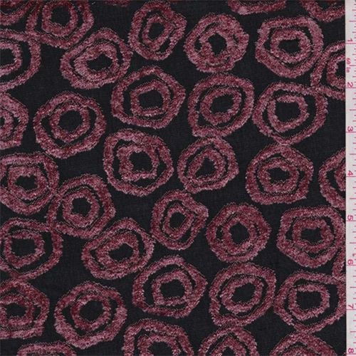 1 3/4 YD PC-Black/Rose Novelty Jersey Knit Fabric