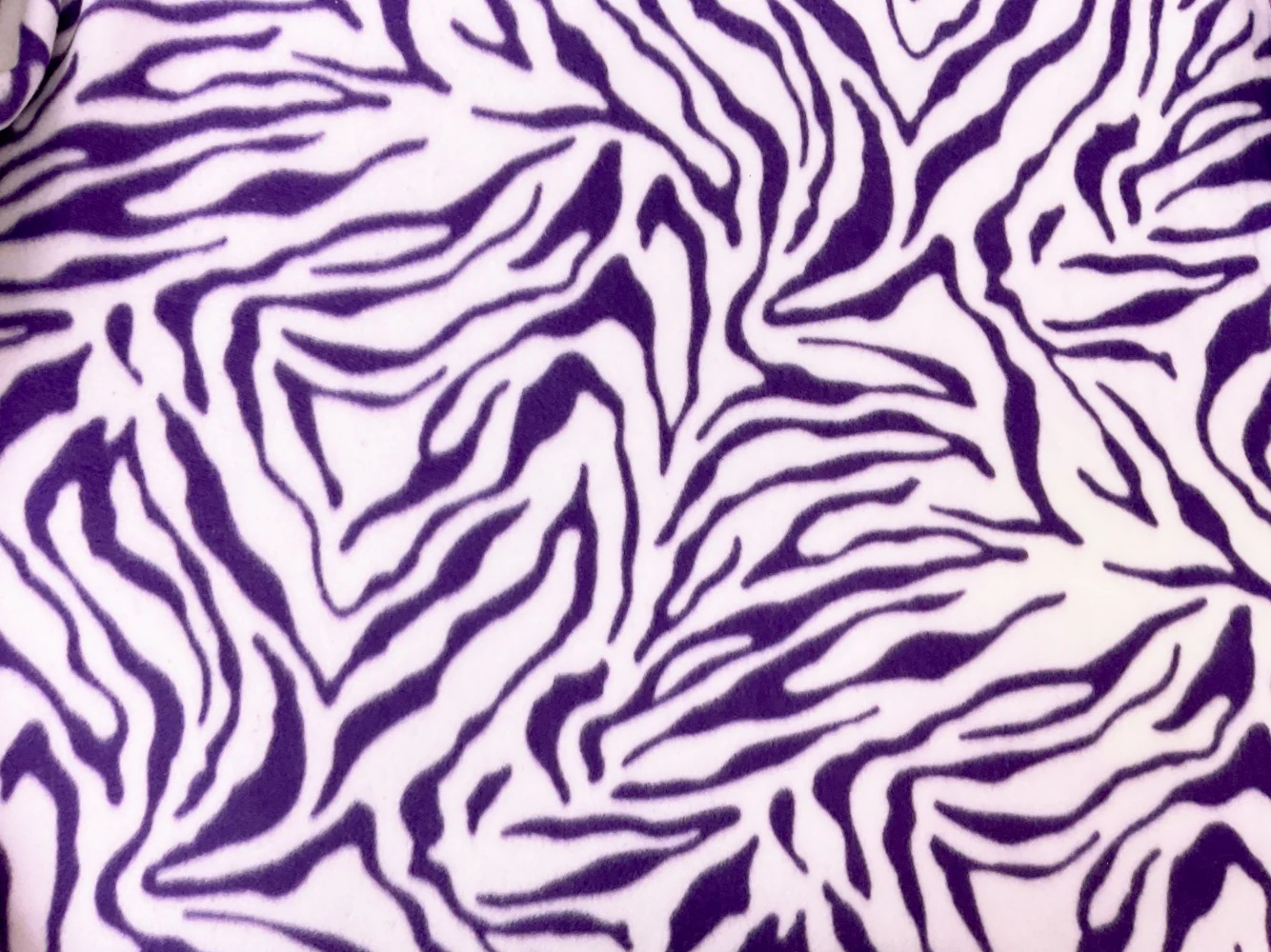 1 3/4 YD PC-Purple-Ivory Polyester Tiger Printed Polar Fleece Knit Fabric - Image 3