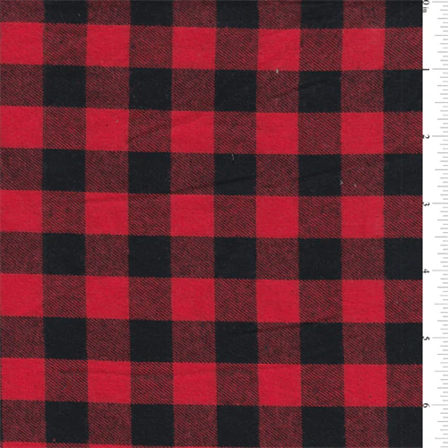 1 3/4 YD PC-Red/Black Buffalo Check Flannel Fabric