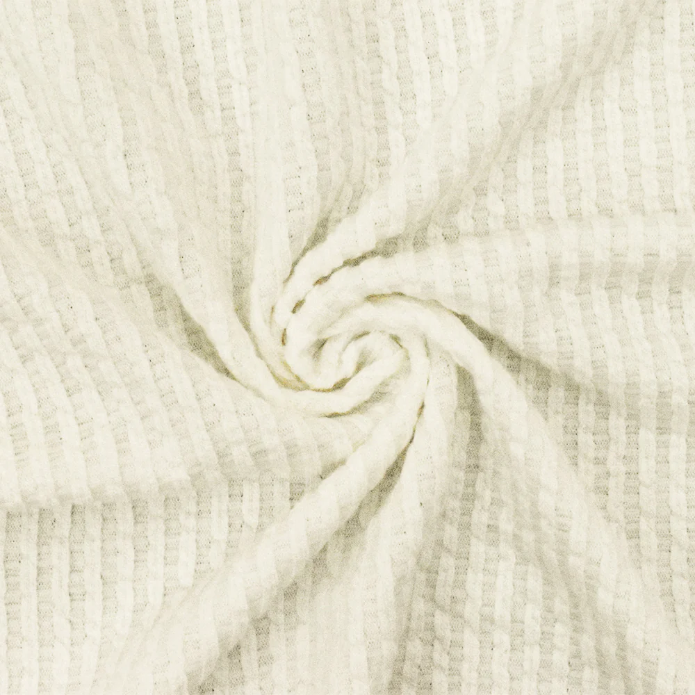 1 5/8 YD PC-Icing Ivory Stripe Stretch Sweater Knit Fabric