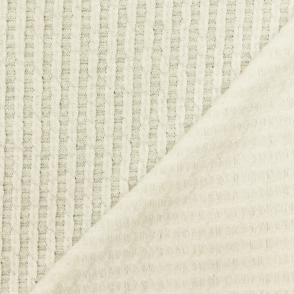 1 5/8 YD PC-Icing Ivory Stripe Stretch Sweater Knit Fabric - Image 2