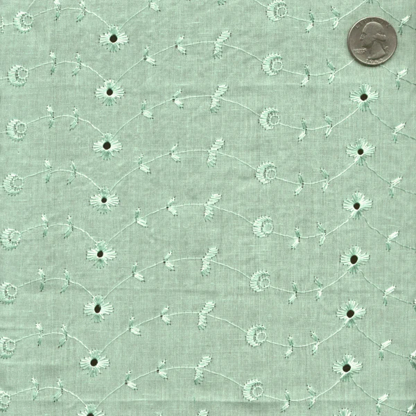 15 YD Bolt-Mint Eyelet Fabric