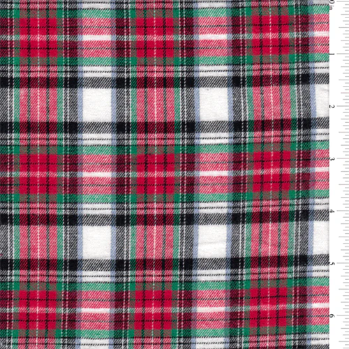 15 YD Bolt-White Multi Plaid Flannel Fabric