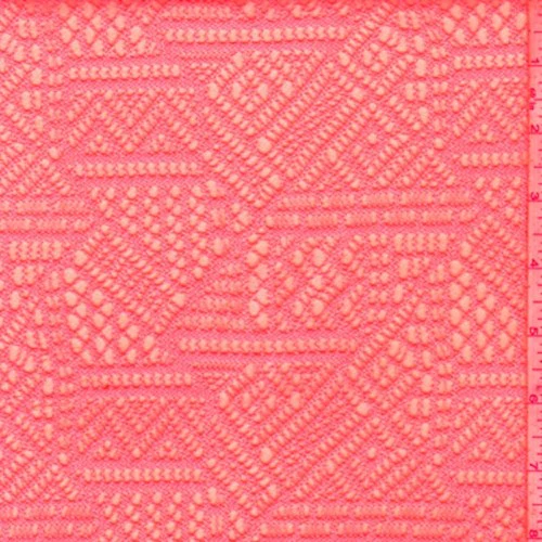 2 1/2 YD PC-Neon Orange Geo Lace Fabric