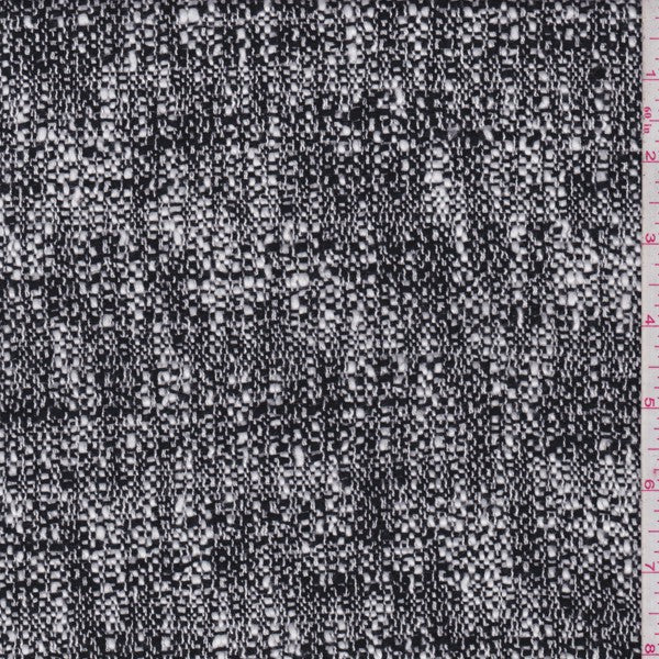 2 3/4 YD PC-Black/Alabaster Mottled Wool Blend Boucle Fabric