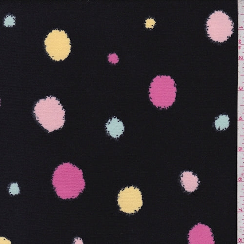 2 3/4 YD PC-Black Multi Splatter Dot Jersey Sweater Knit Fabric