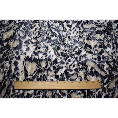 2 3/4 YD PC-Ivory/Deep Gray Cheetah Pressed Faux Fur Knit Fabric - Image 3