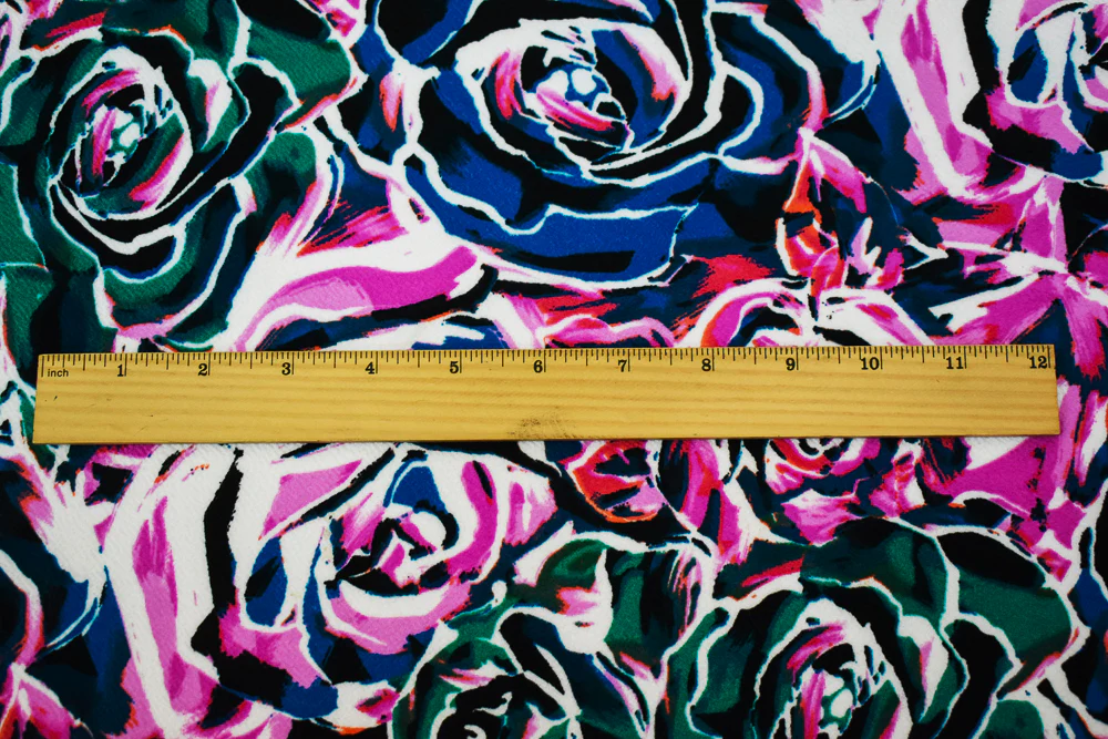 2 5/8 YD PC-Pink-Multi Nylon Poly Stretch Spandex Floral Print Crepe Double Knit Fabric - Image 2