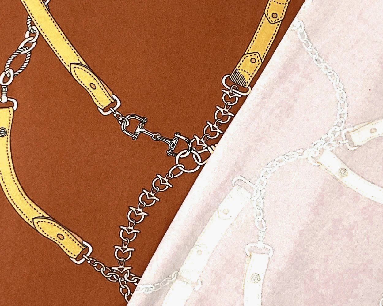 2 YD PC-Brown-Multi Poly Spandex Stretch Chain Print Double Brush Jersey Knit Fabric - Image 2