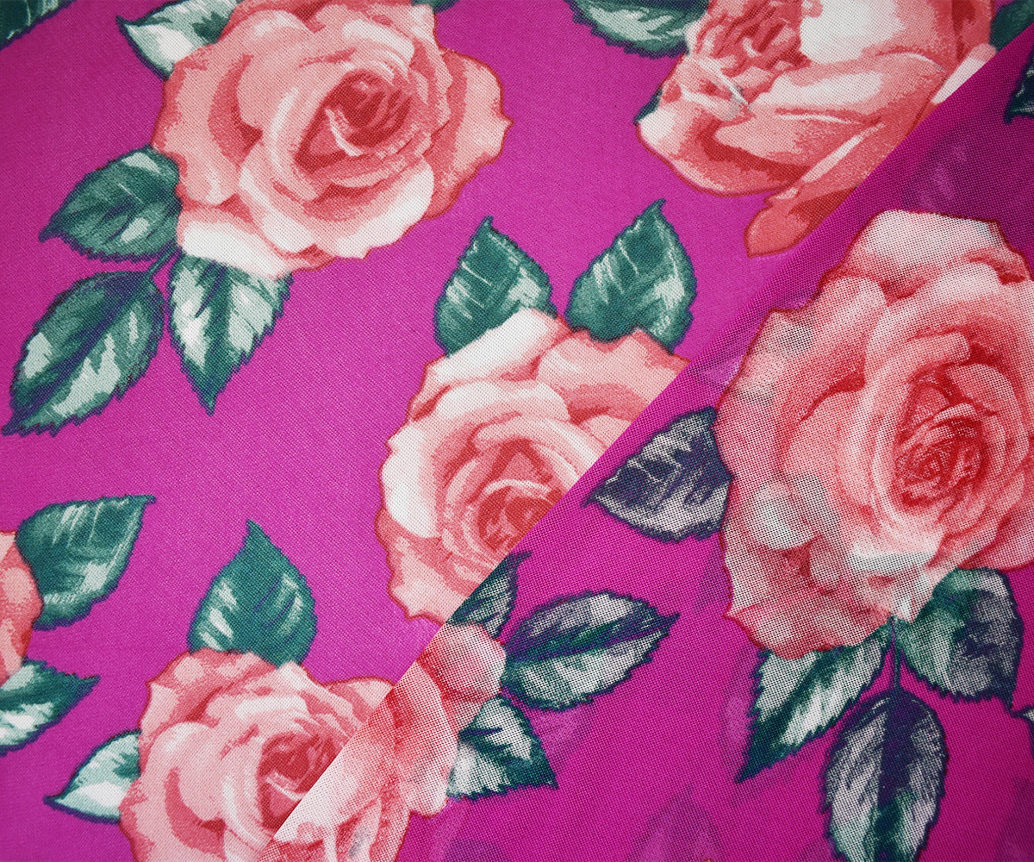 2 YD PC-Pink-Multi Poly Stretch Spandex Floral Printed Mesh Knit Fabric - Image 2