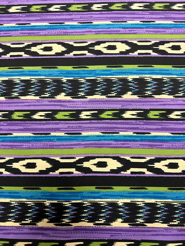 2 YD PC-Purple Multi Stripe Print Poly Charmeuse Satin Fabric - Image 2