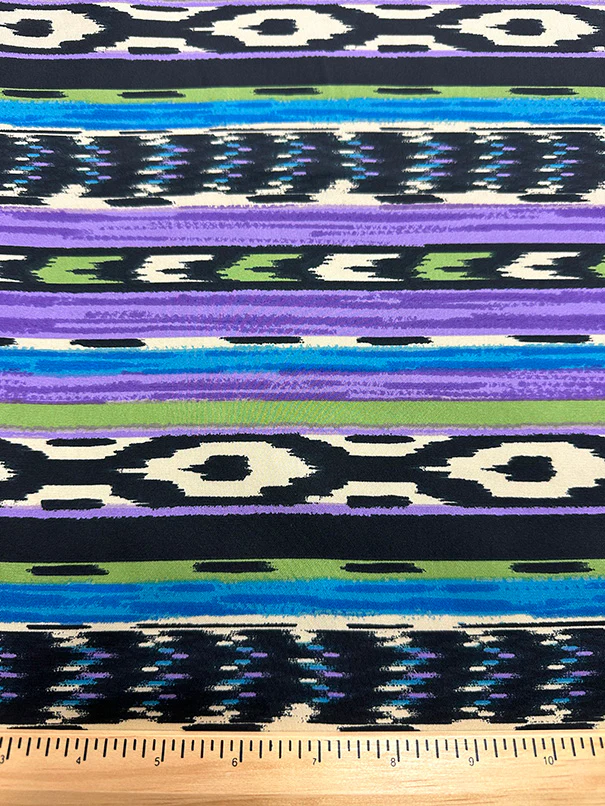 2 YD PC-Purple Multi Stripe Print Poly Charmeuse Satin Fabric - Image 3