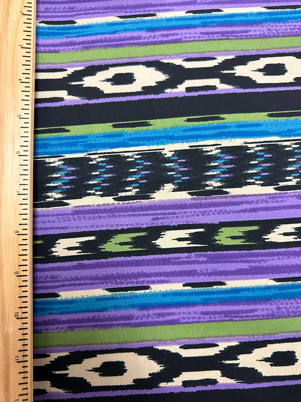 2 YD PC-Purple Multi Stripe Print Poly Charmeuse Satin Fabric - Image 4