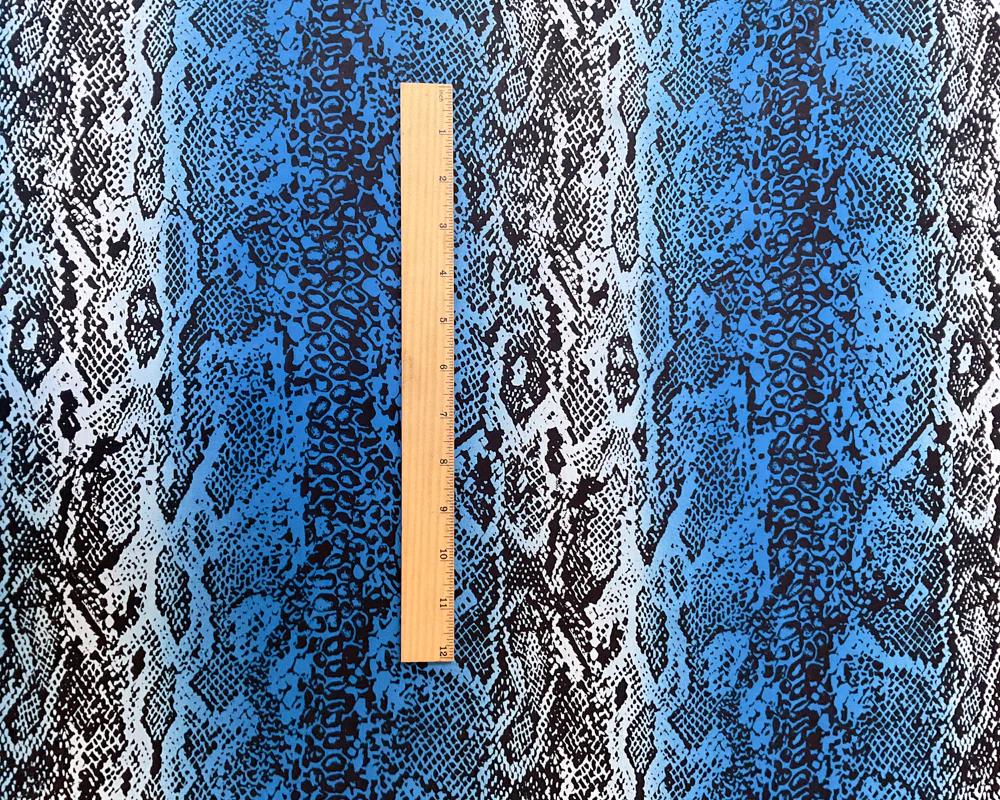 3 1/2 YD PC-Blue-Black Snakeskin Print Silk Chiffon Designer Remnant Fabric - Image 2