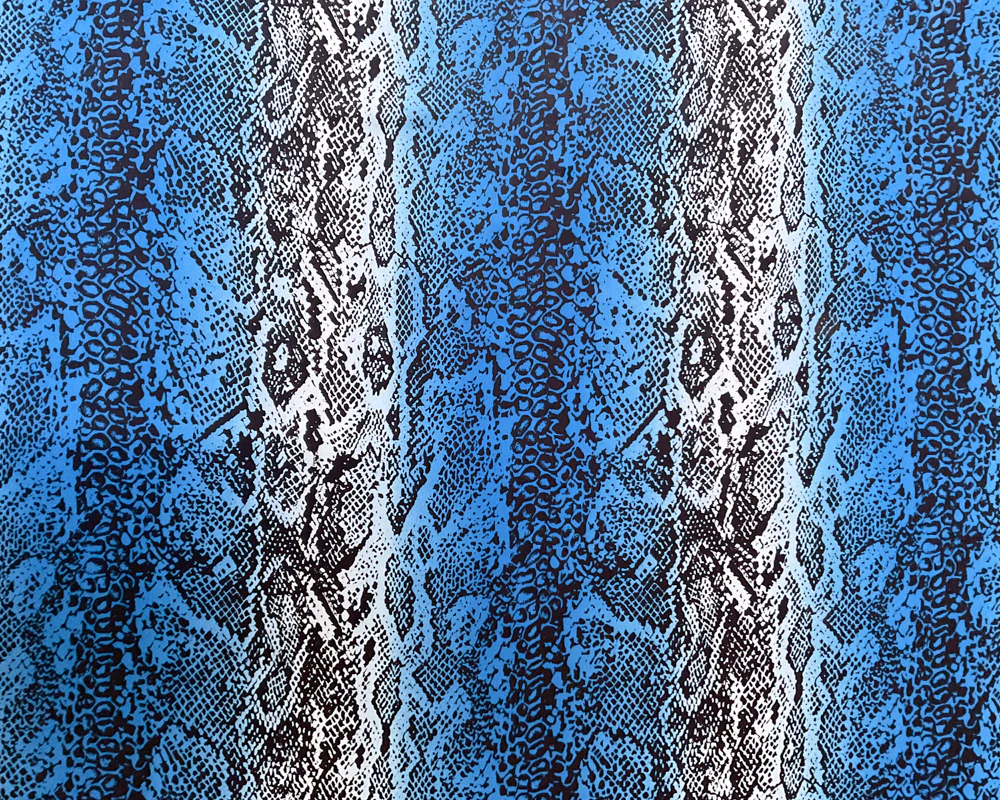 3 1/2 YD PC-Blue-Black Snakeskin Print Silk Chiffon Designer Remnant Fabric - Image 3