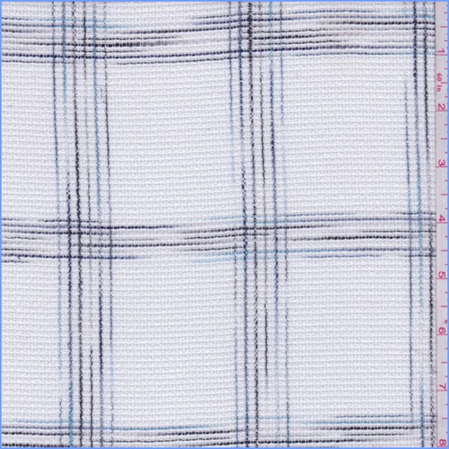 3 1/2 YD PC-White/Blue/Black Check Macrame Lace Fabric
