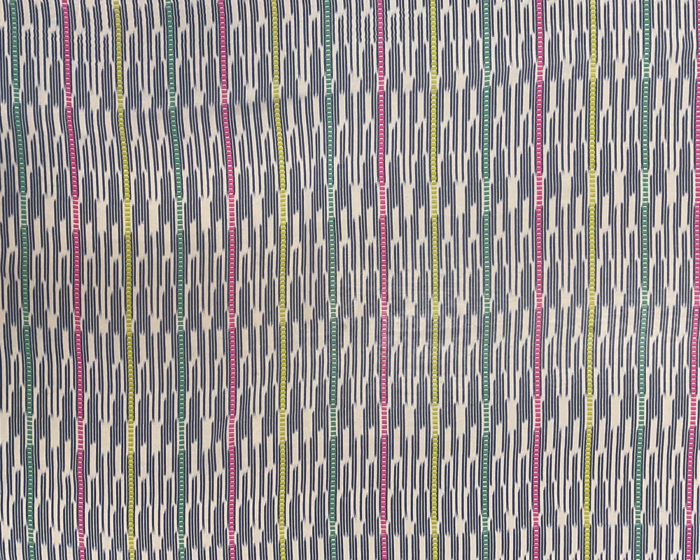 3 YD PC-Dark Blue-Green-Red-Yellow Ikat stripe Silk Chiffon Designer Remnant Fabric - Image 3