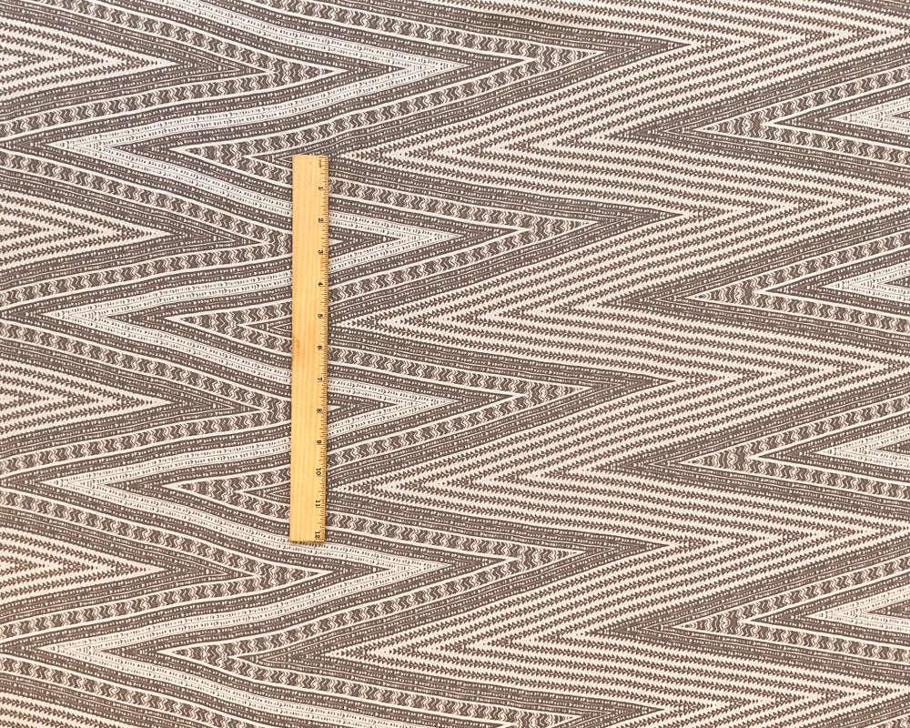 4 1/4 YD PC-Gray-Ivory Chevron Multi Designs Silk Chiffon Designer Remnant Fabric - Image 2