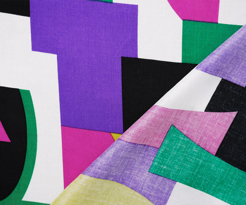 4 1/4 YD PC-Purple-White-Multi Rayon Geometric Printed Voile Woven Fabric - Image 2
