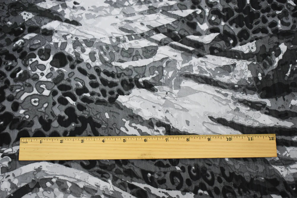 4 YD PC-Black-Gray Watercolor Multi Animal Printed Poly Chiffon Woven Fabric - Image 4