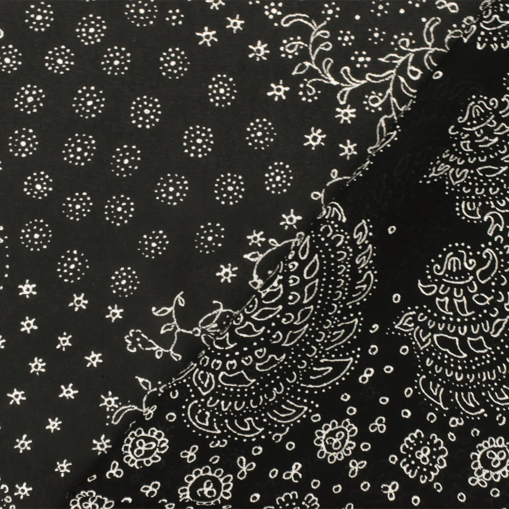 4 YD PC-Black-Ivory Famous Designer Rayon Fancy Paisley Printed Chiffon Fabric - Image 2