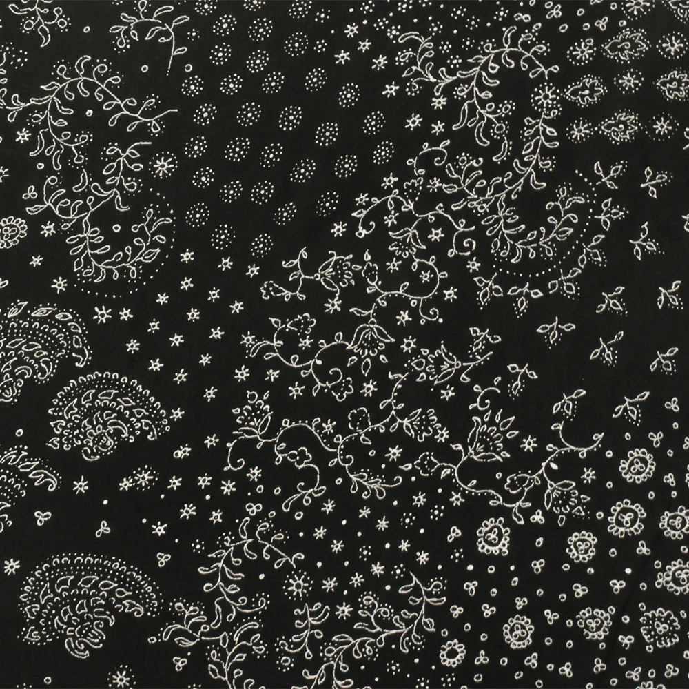 4 YD PC-Black-Ivory Famous Designer Rayon Fancy Paisley Printed Chiffon Fabric - Image 4
