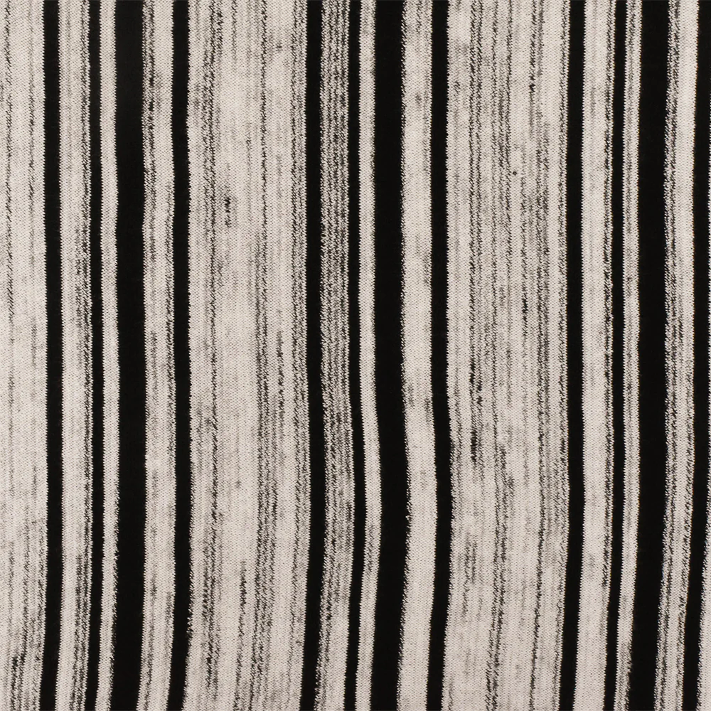 4 YD PC-Black-Vintage Ivory Striped Stretch Rayon Jersey Knit Fabric - Image 2