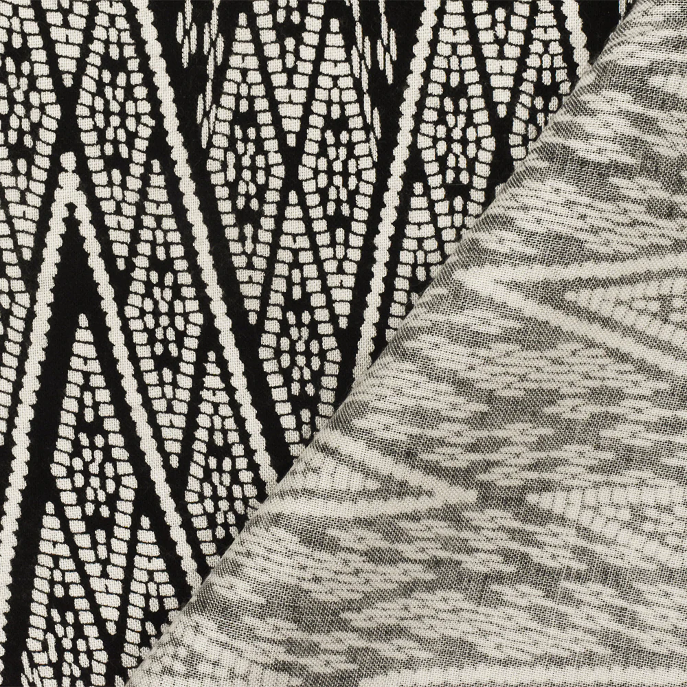 4 YD PC-Black-White Tribal Printed Rayon Challis Woven Fabric - Image 2