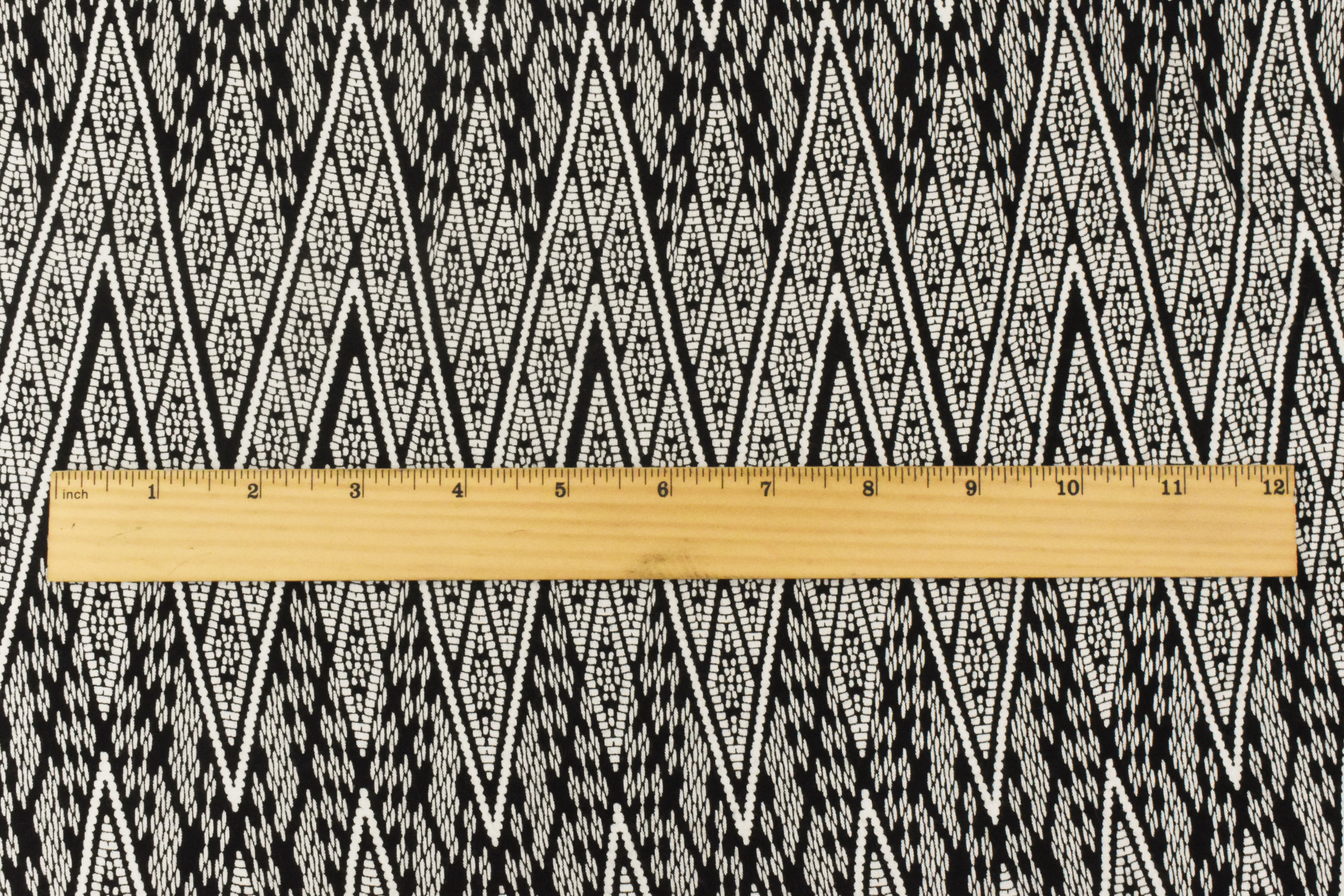 4 YD PC-Black-White Tribal Printed Rayon Challis Woven Fabric - Image 4