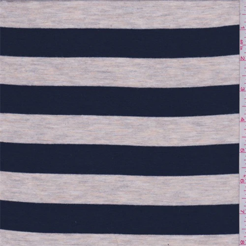 4 YD PC-Navy/Beige Stripe Rayon Jersey Knit Fabric