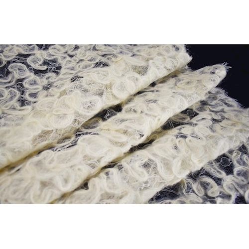 5.45 YD PC - Ivory Solstiss Mohair Wool French Lace Fabric - Image 3