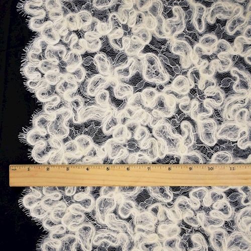 5.45 YD PC - Ivory Solstiss Mohair Wool French Lace Fabric - Image 4