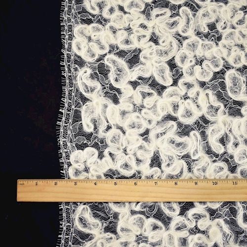5.45 YD PC - Ivory Solstiss Mohair Wool French Lace Fabric - Image 5
