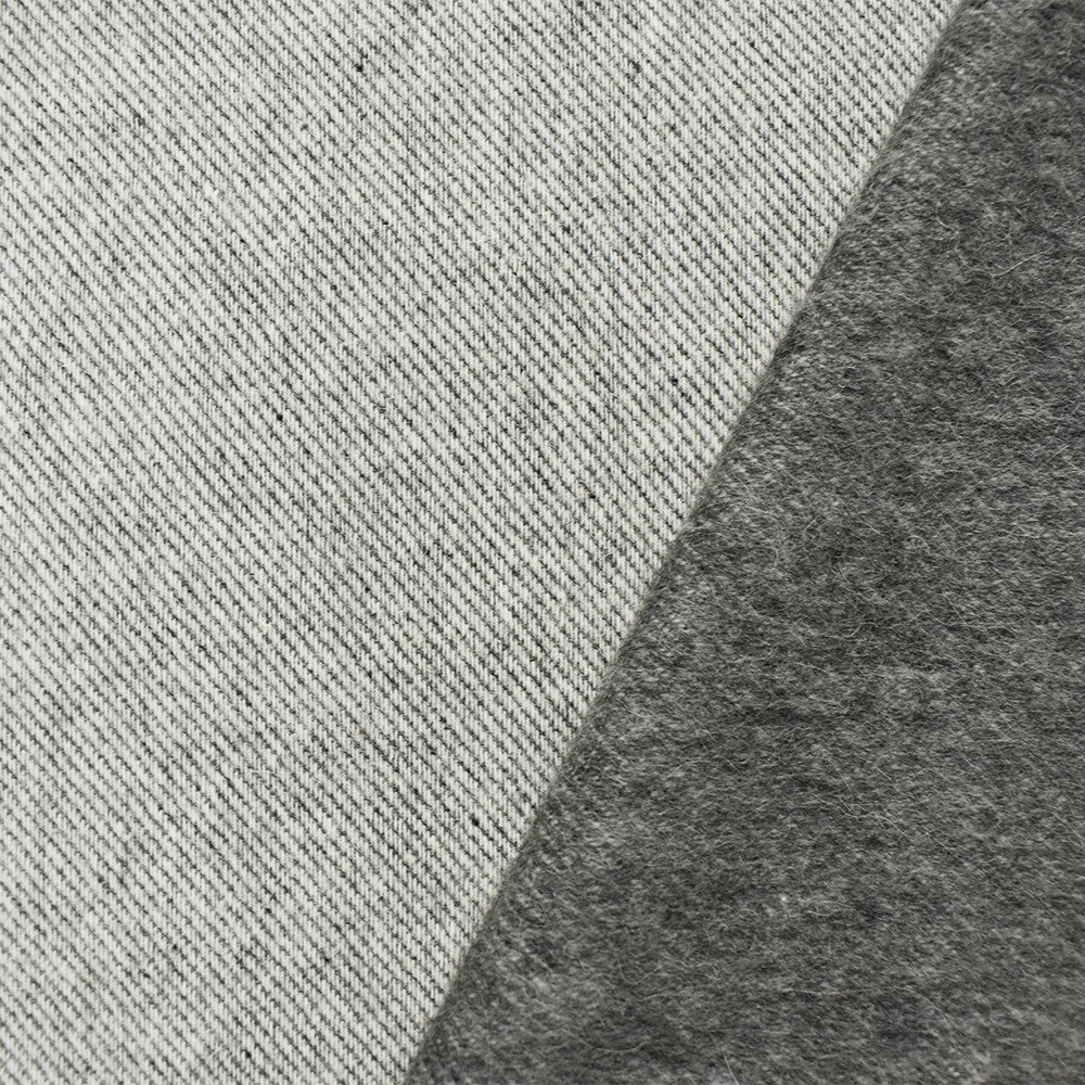 6 YD PC - Gray Poly Wool Heather Brushed Back Twill Woven Jacketing Fabric