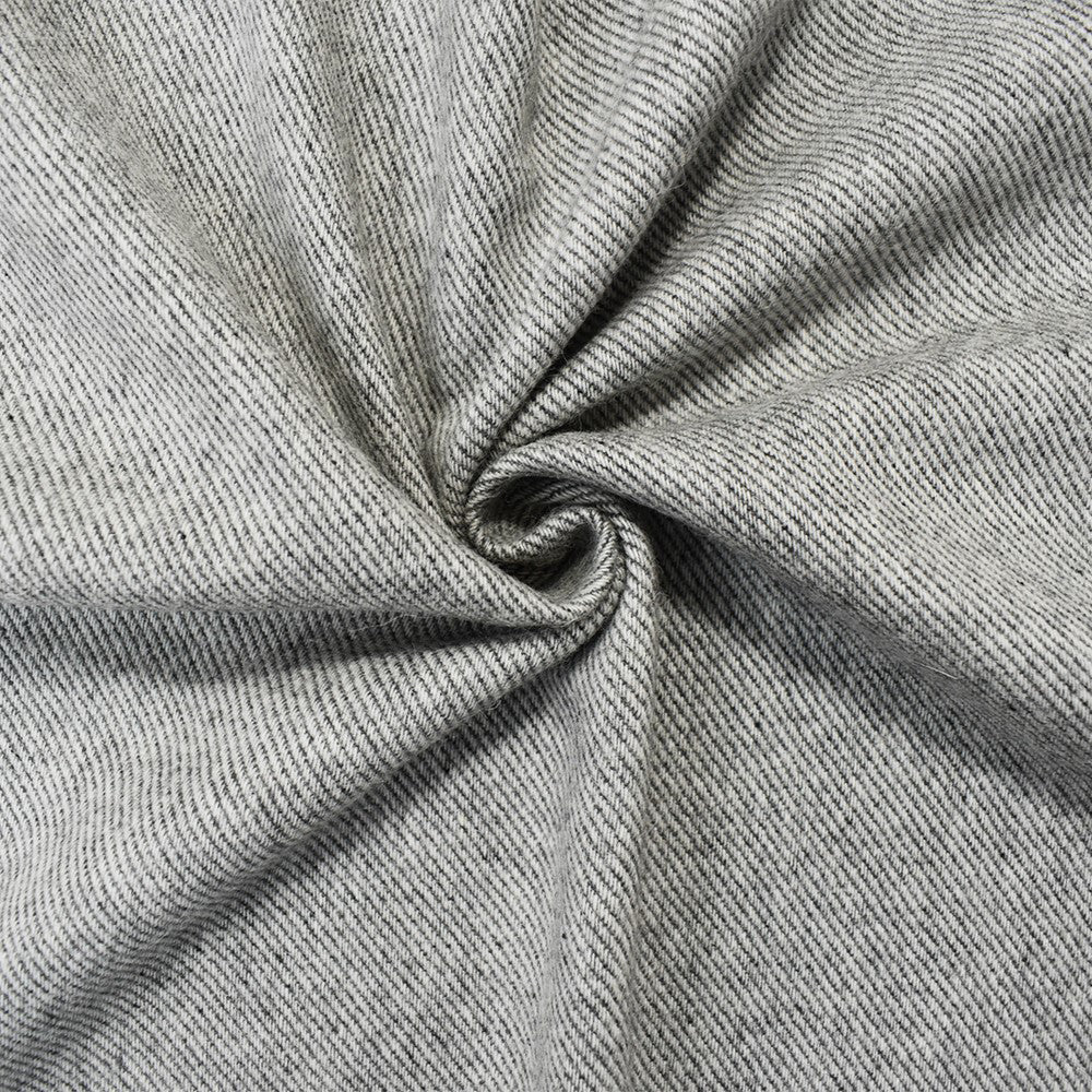 6 YD PC - Gray Poly Wool Heather Brushed Back Twill Woven Jacketing Fabric - Image 2