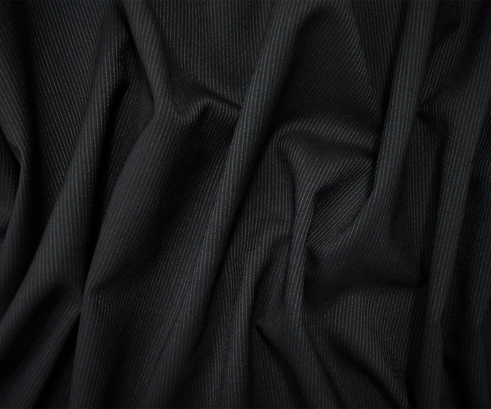 8 YD PC-Black-Gray Wool Rayon Stripe Woven Shirting Fabric - Image 3