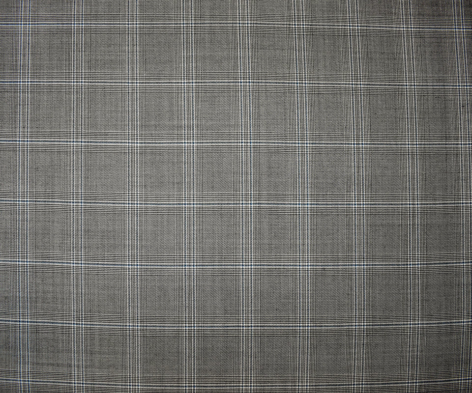 9 YD PC-Black-White-Blue Wool Poly Plaid Twill Woven Suiting Fabric - Image 4