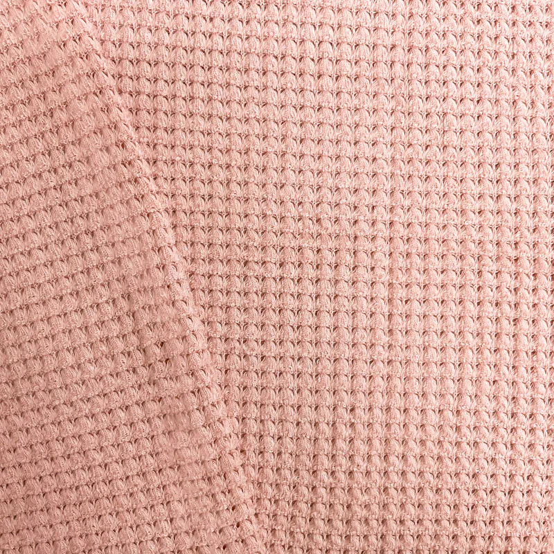 Apricot Pink Rayon Stretch Patterned Waffle Knit Fabric