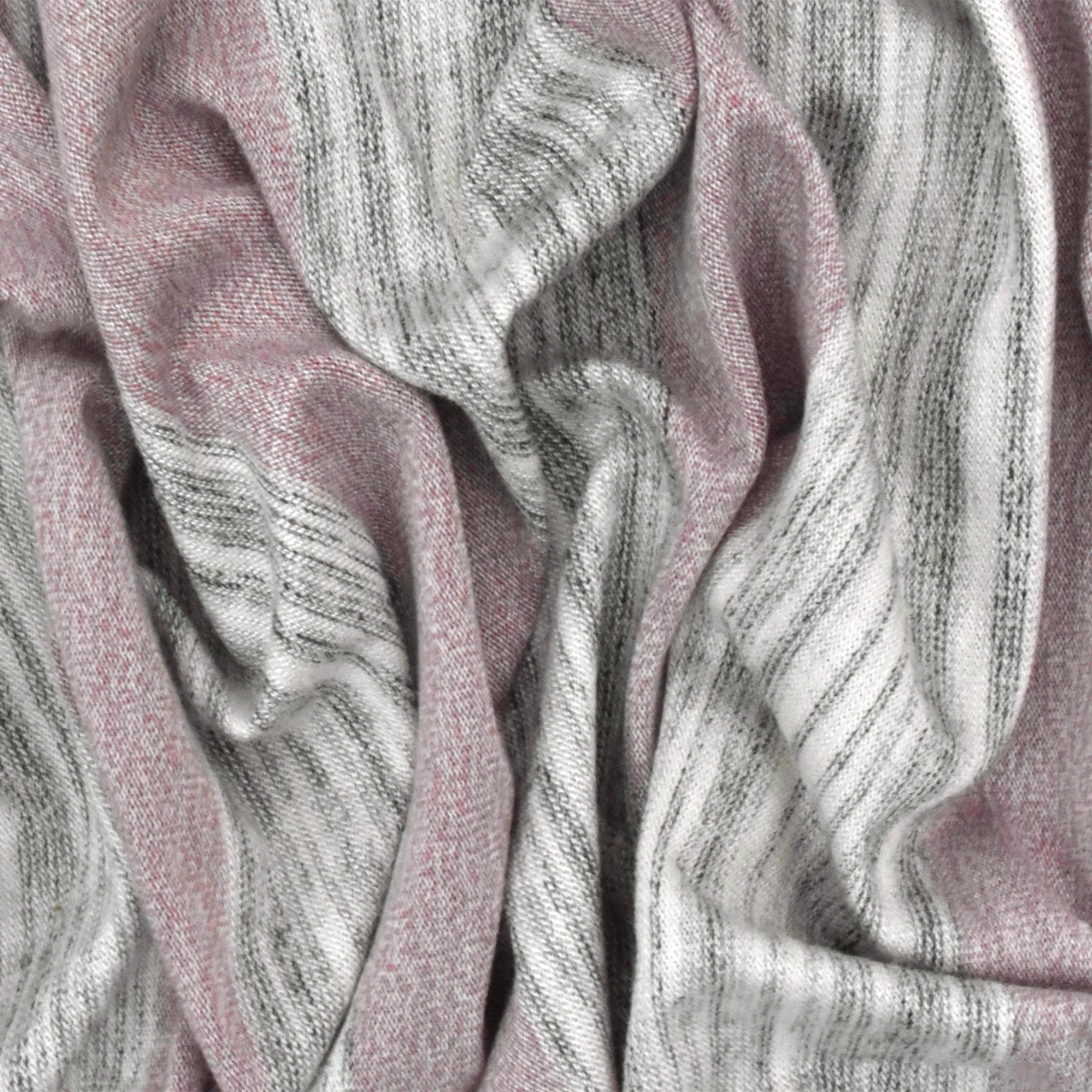 Ash Pink-Ivory-Ash Stripe Printed Stretch Jersey Knit Fabric - Image 2