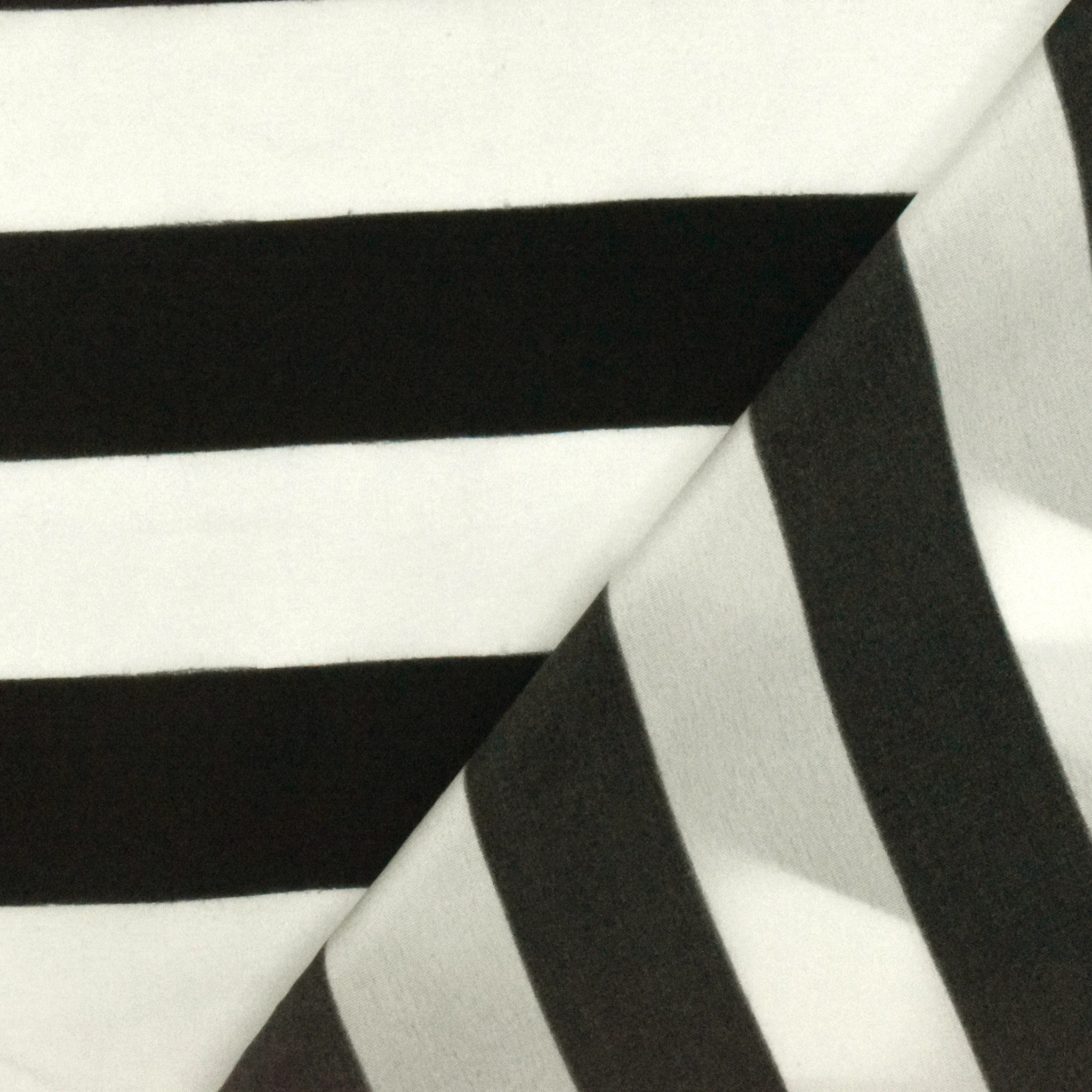 Basic Black-White Stripe Printed Silk Crepe De Chine Woven Fabric - Image 3