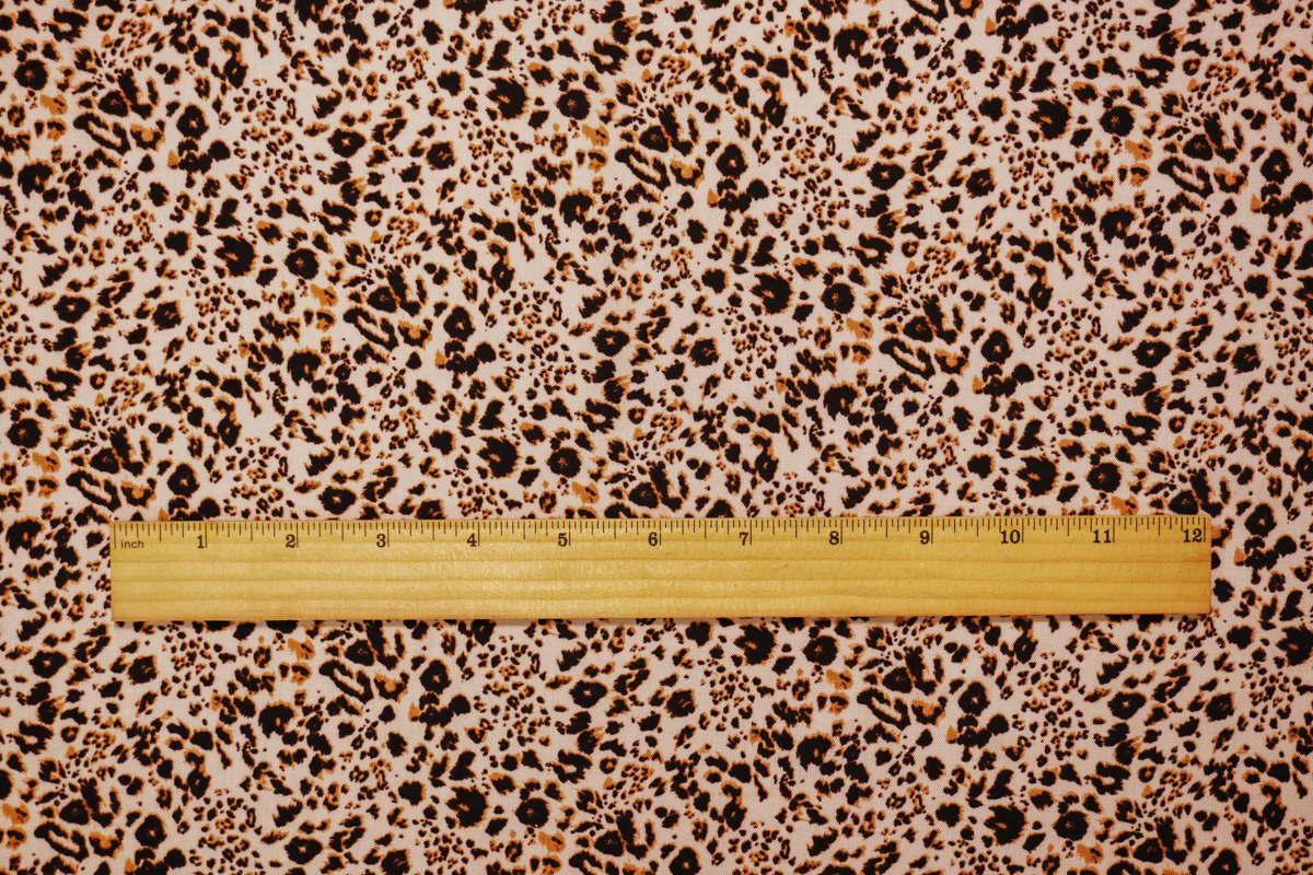 Beige-Black-Brown Rayon Leopard Printed Challis Woven Fabric - Image 4