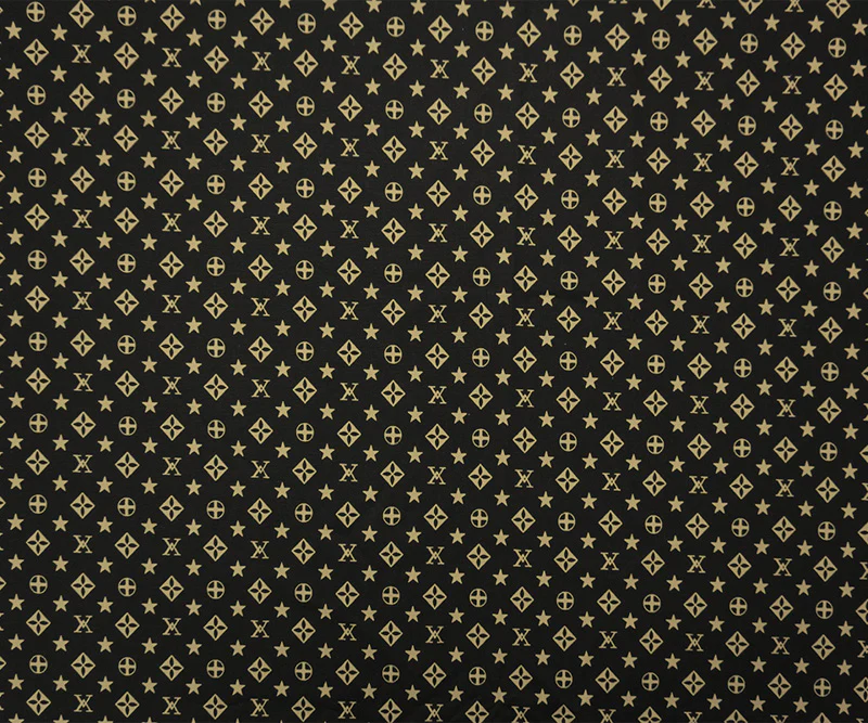 Beige-Black Cotton Stretch Geometric Print Poplin Woven Fabric - Image 3