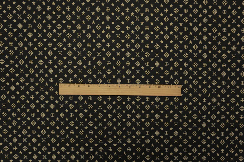 Beige-Black Cotton Stretch Geometric Print Poplin Woven Fabric - Image 4