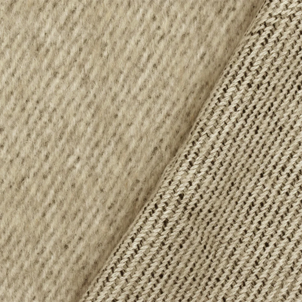 Beige-Black-Multi Brushed Wool Blend Twill Coating Woven Fabric - Image 3