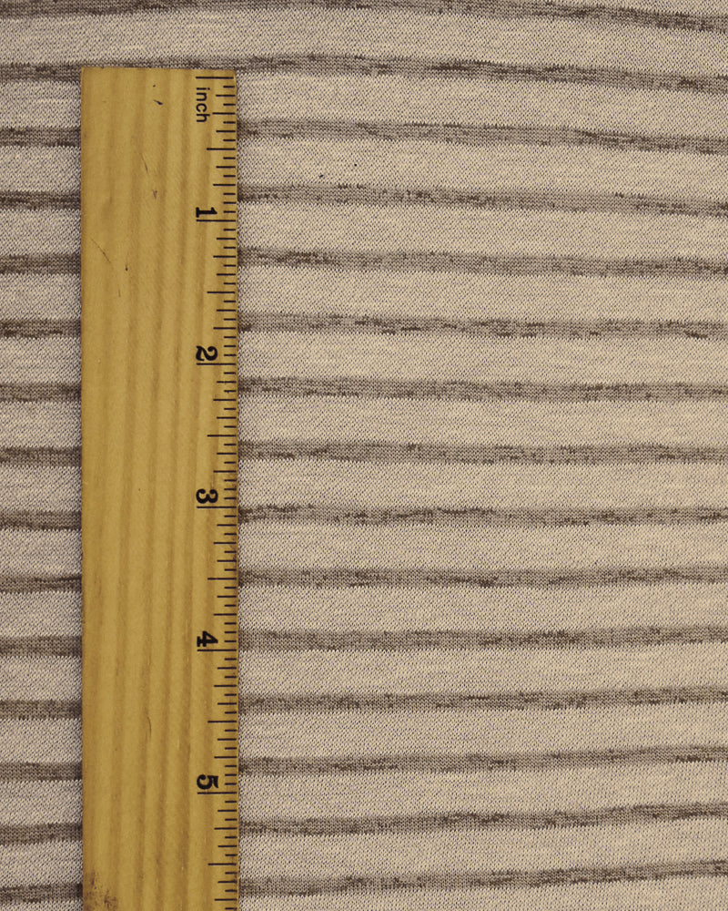 Beige-Brown Poly-Rayon Stretch Spandex Stripe Tissue Jersey Knit Fabric - Image 2