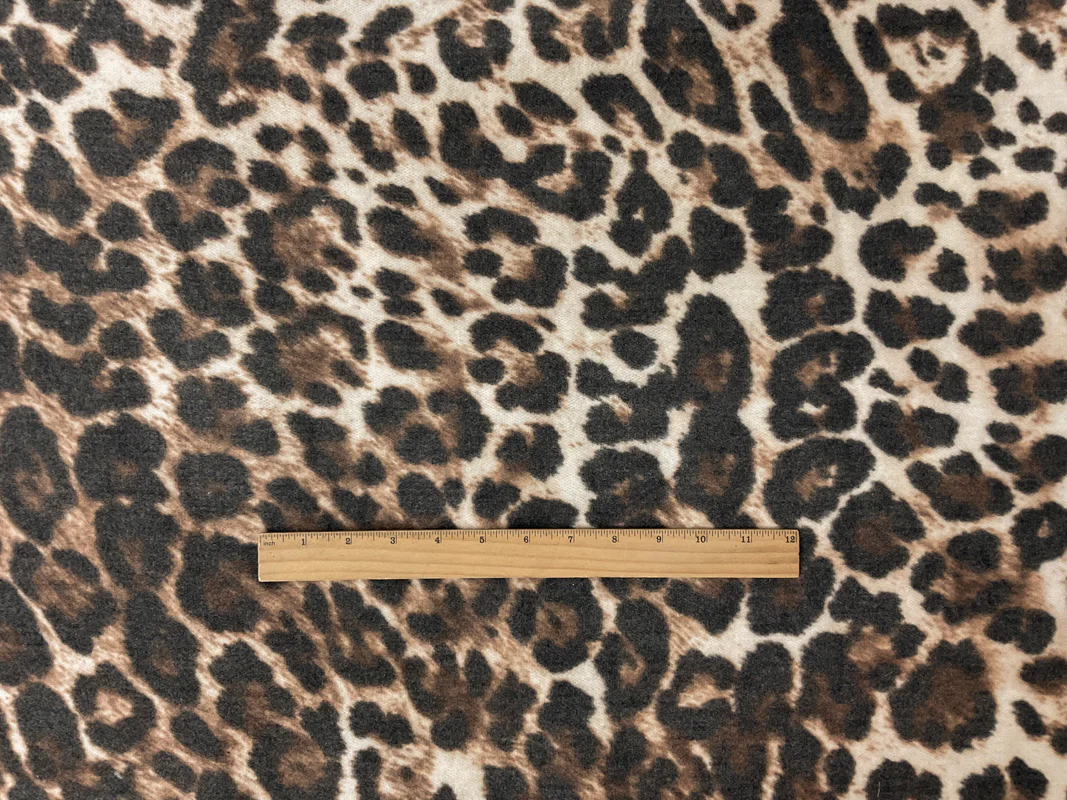 Beige-Brown Poly Spandex Leopard Brushed Face Jersey Knit Fabric - Image 3