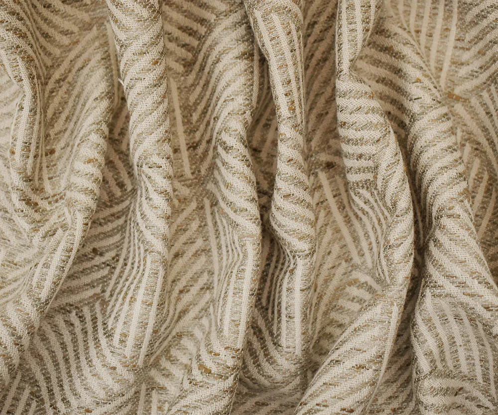 Beige-Gray-Brown Polyester Blend 3D Cube Stripe Damask Decorating Fabric