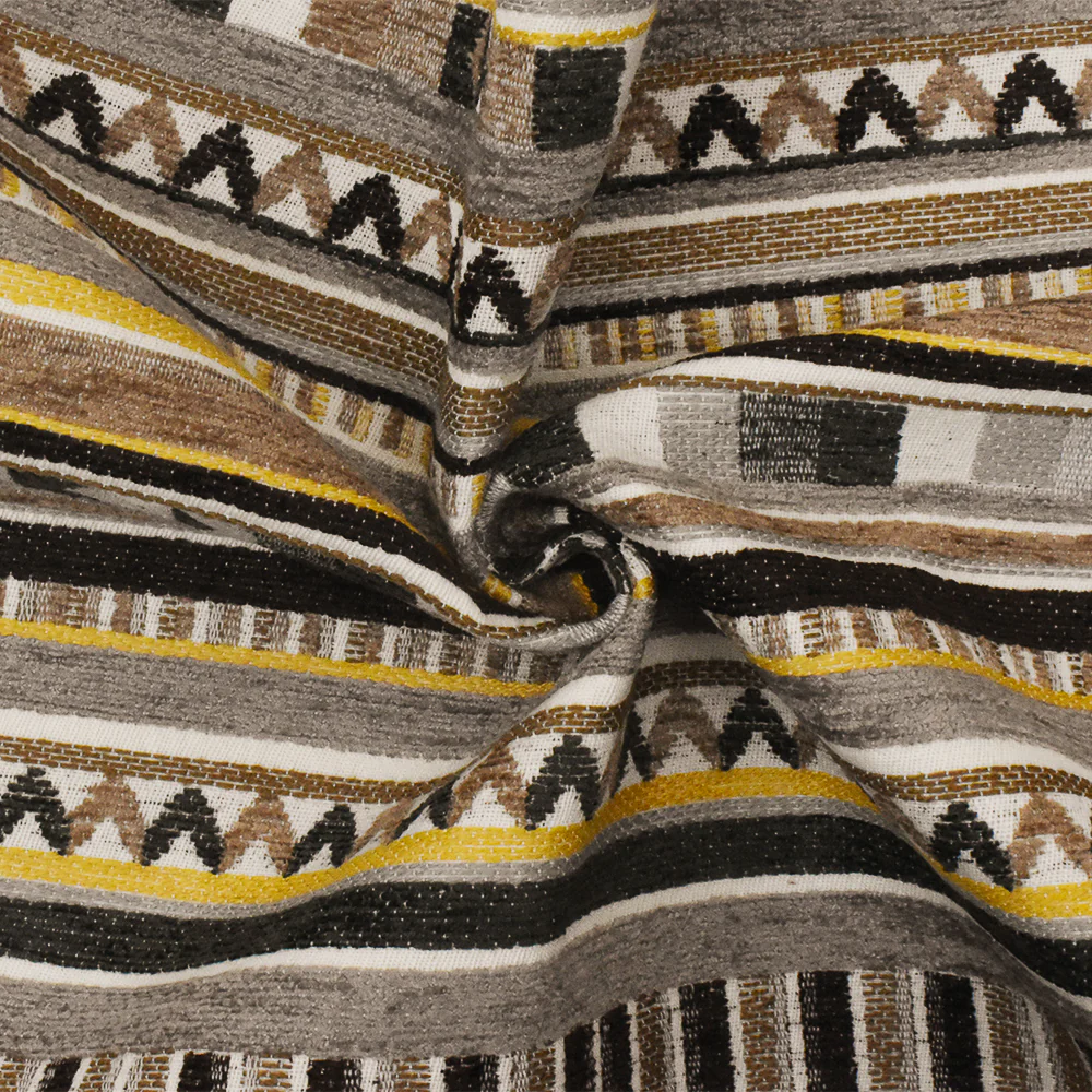 Beige-Multi Aztec Stripe Jacquard Poly Chenille Home Decorating Fabric - Image 3